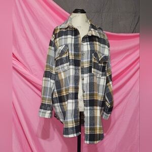 BKE Plaid Jacket - Black, White, Tan